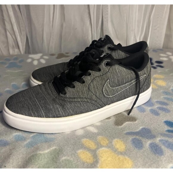 Nike SB Check Men’s Skateboarding Shoes in black/gray canvas, low-top style, 8 - Picture 3 of 6